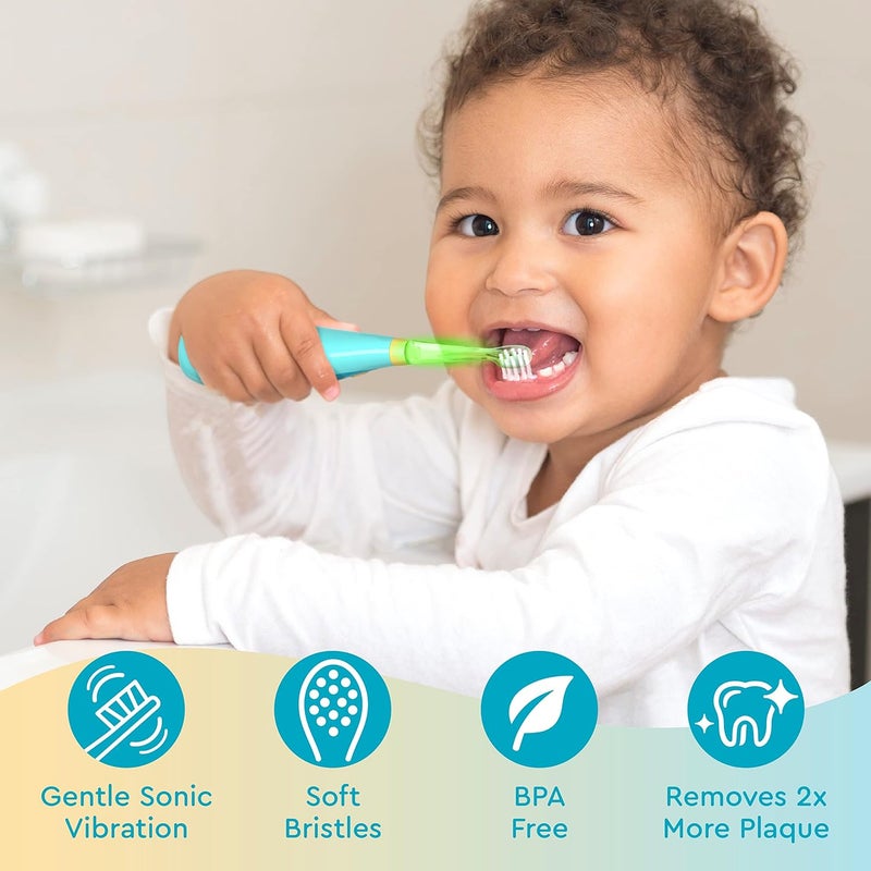 Brusheez Little Toddlers’ Sonic Toothbrush - Safe & Gentle Toothbrush for Ages 1-3 with Built-in, Light-Up 2-Minute Timer, Extra Brush Head, & Storage Base for First-Time Brushers (Rex The Dinosaur) - Image 4